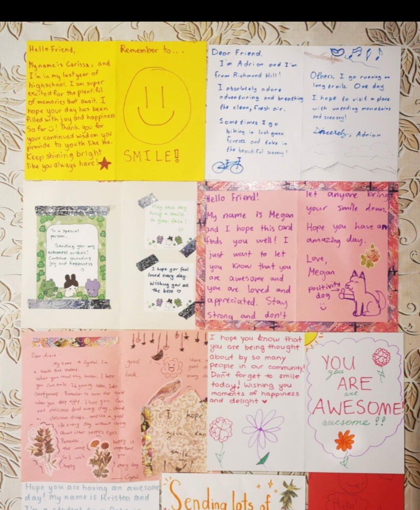A display of colourful student letters