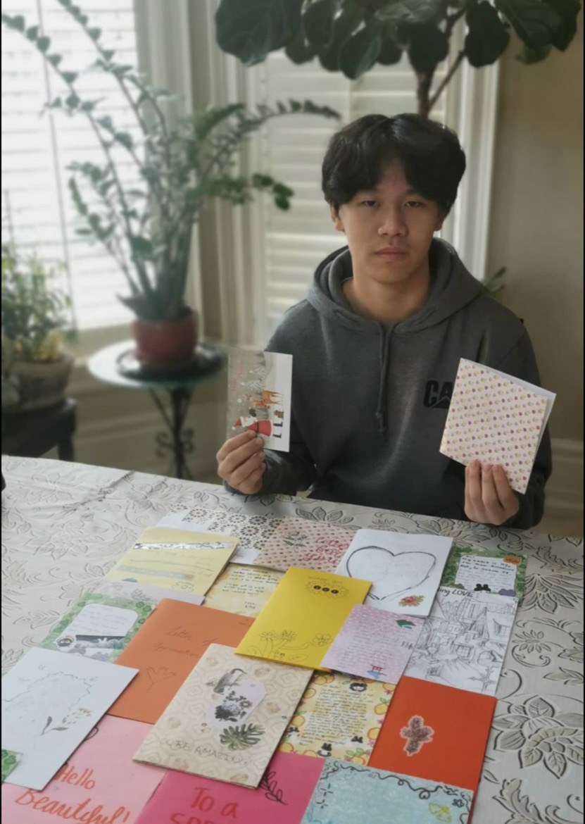 Student letters displayed on a table